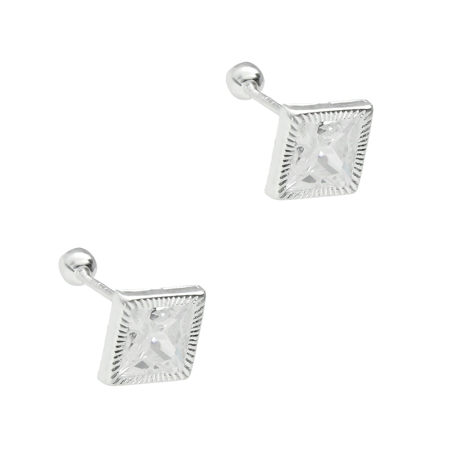 LPBR024 Aretes Broquel Plata Mod Cuadrado Bisel 6mm Plata .925 Taxco MLM868562842