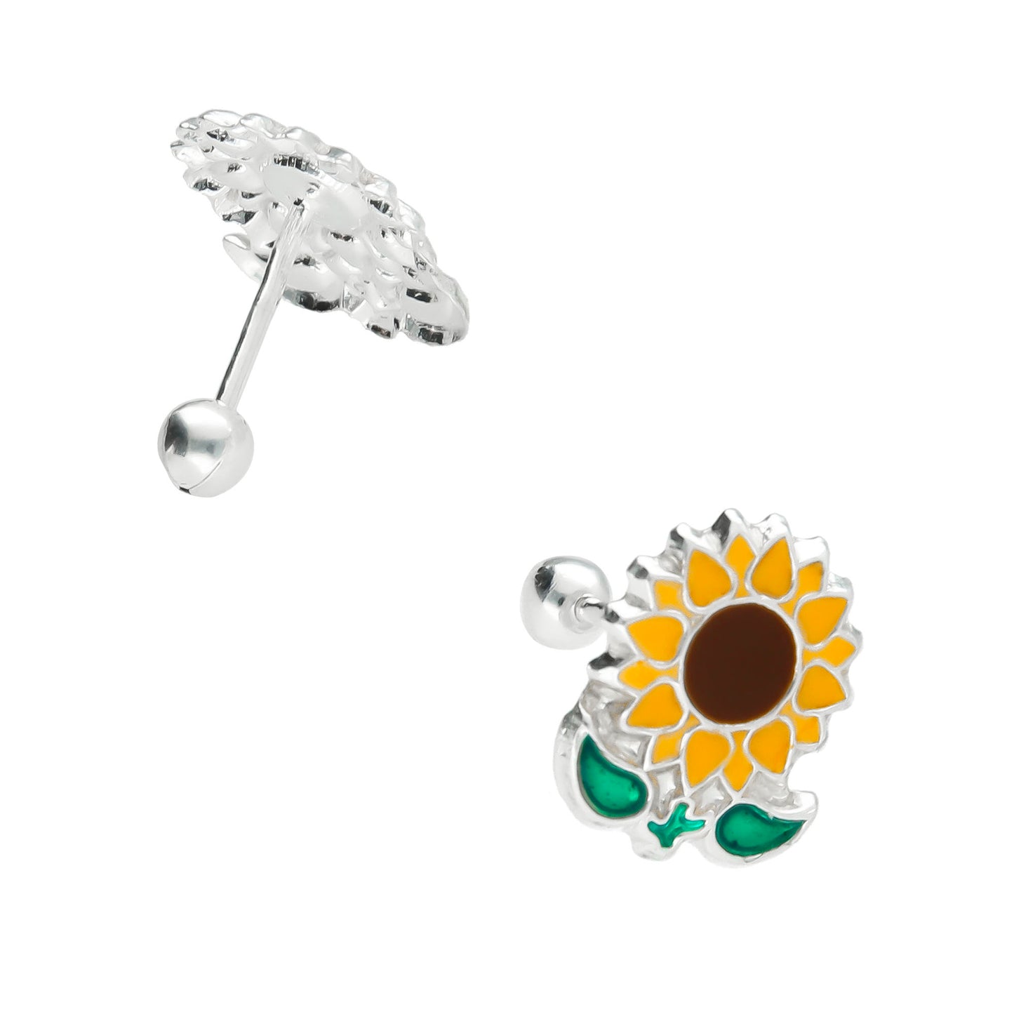 LPBR032 Aretes Broquel Plata Mod Girasoles Esmalte Plata .925 Taxco MLM764961300