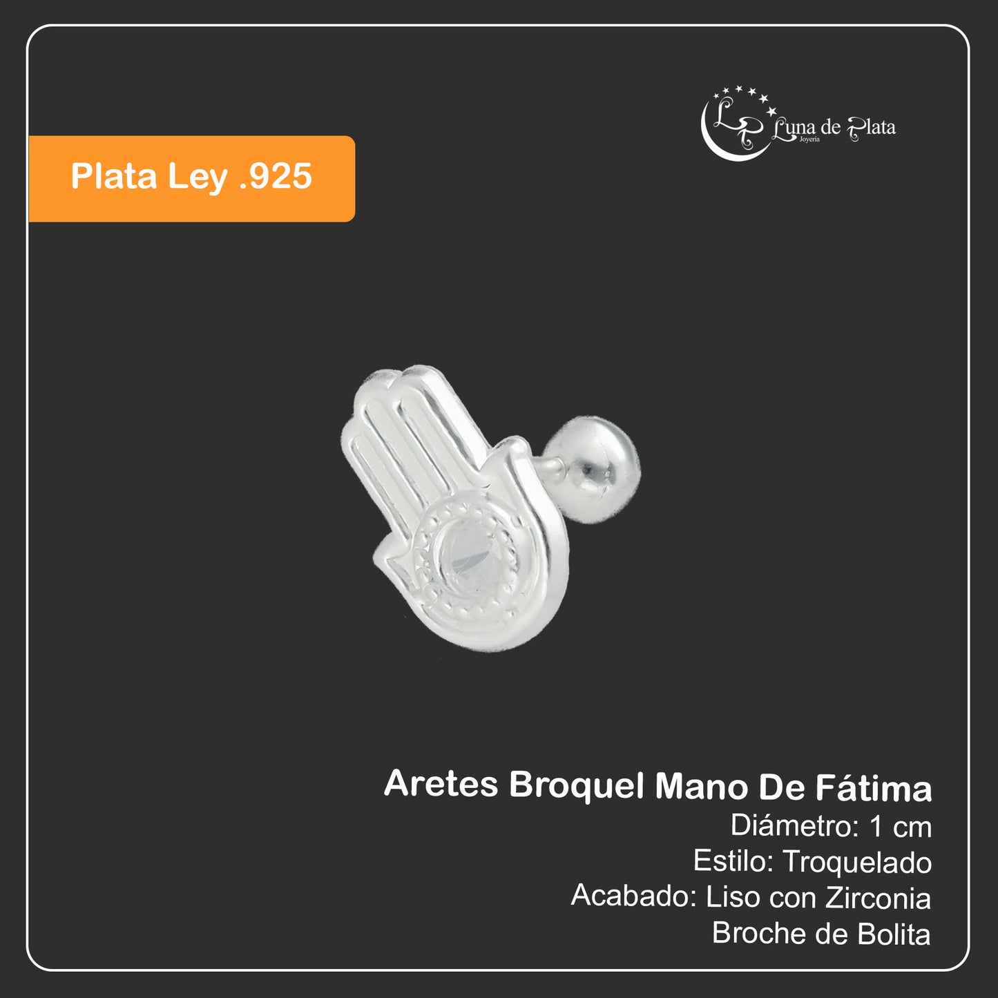 LPBR041 Aretes Broquel Plata Mod Mano De Fátima Plata .925 Taxco MLM764963405