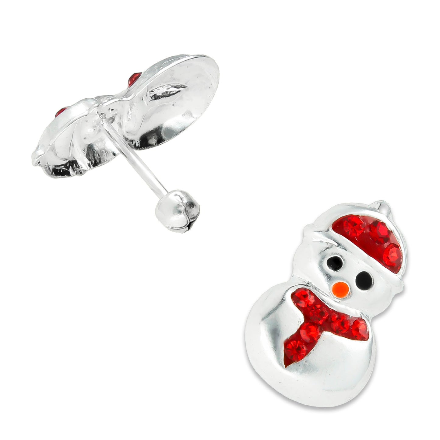 LPBR046 Aretes Broquel Plata Mod Muneco De Nieve Plata .925 Taxco MLM850379550