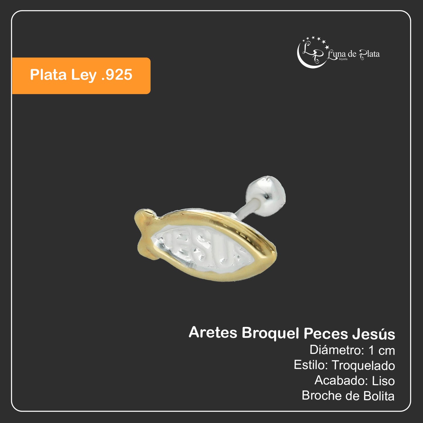 LPBR048 Aretes Broquel Plata Mod Peces Jesús Plata .925 Taxco MLM764971624