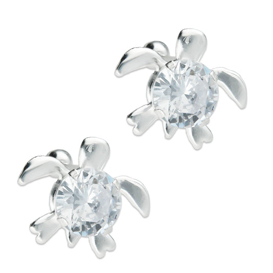 LPBR052 Aretes Broquel Plata Mod Tortugas Zirconia Plata .925 Taxco MLM764964233