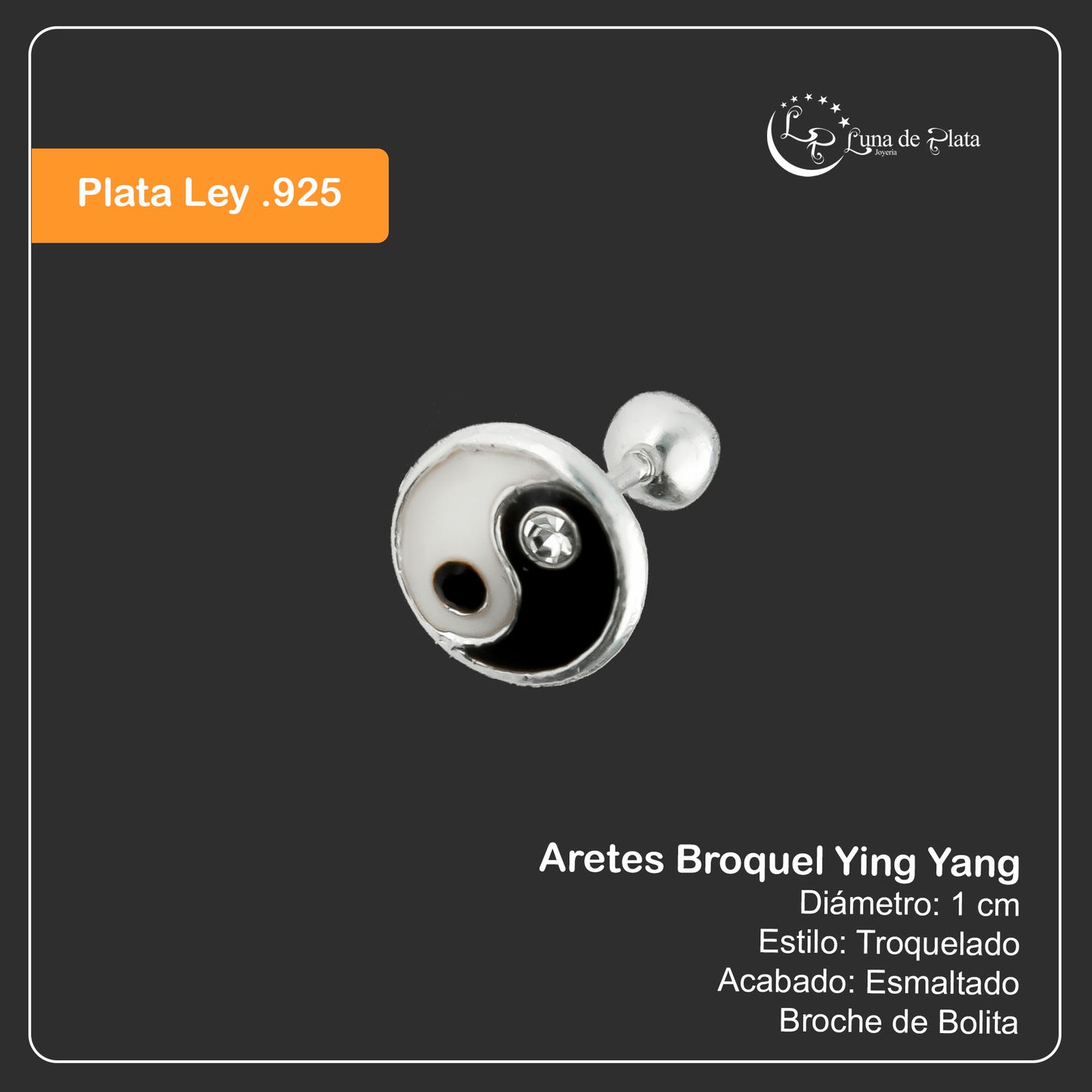 LPBR056 Aretes Broquel Plata Mod Ying Yang Plata .925 Taxco MLM764968939