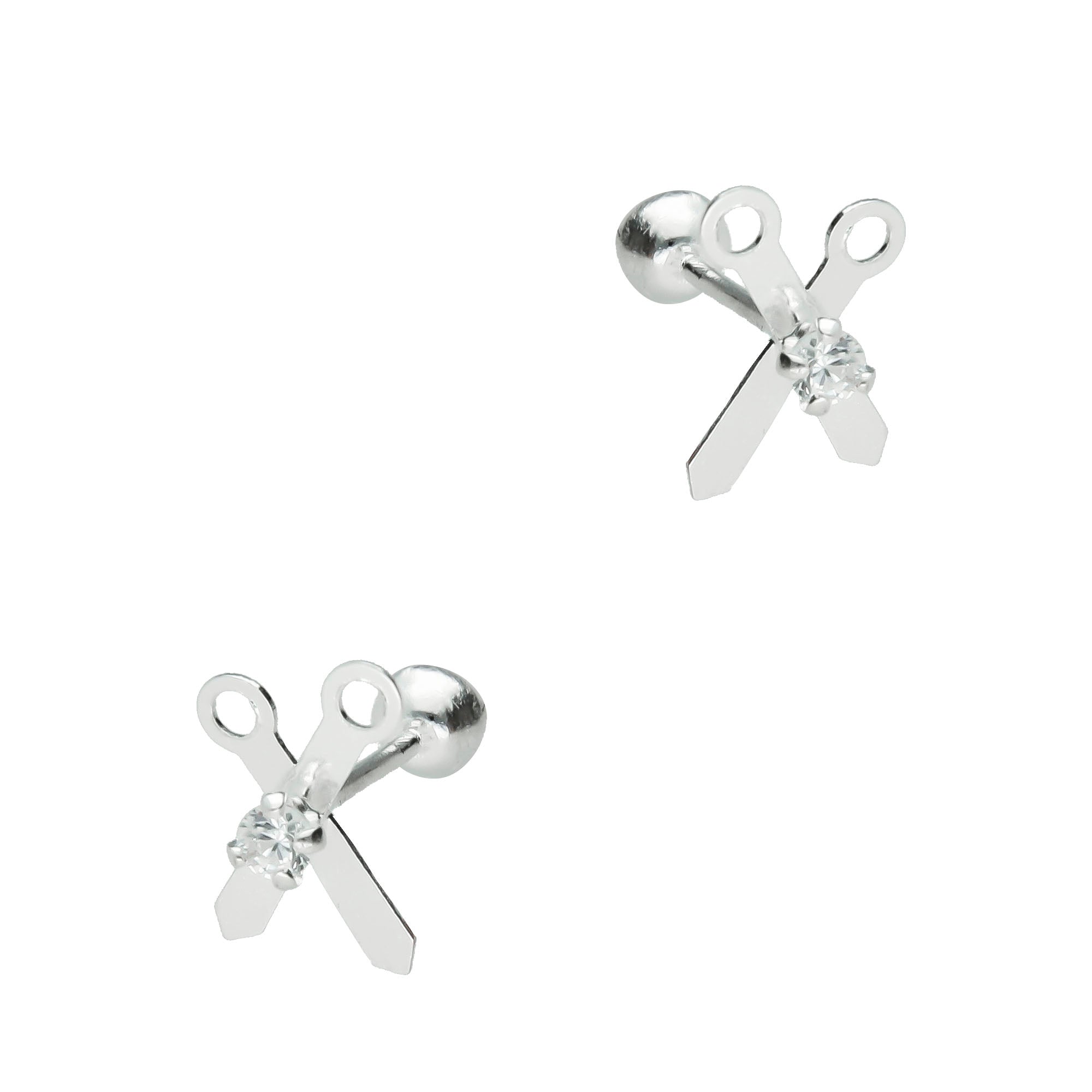 LPBR057 Aretes Broquel Tijeras En Plata .925 Taxco MLM827313924