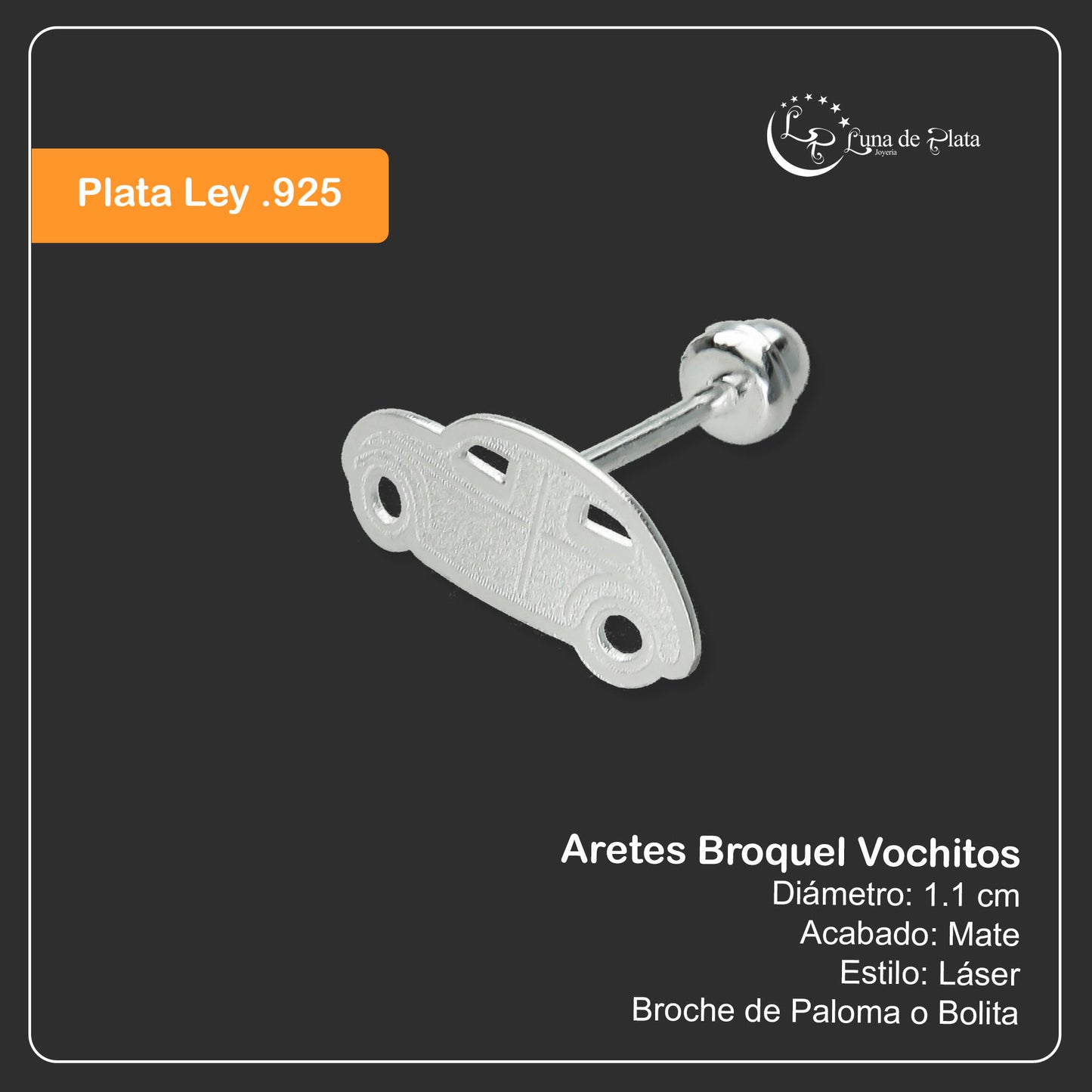 LPBR059 Aretes Broquel Plata Mod Vochitos Plata .925 Taxco 7649724776