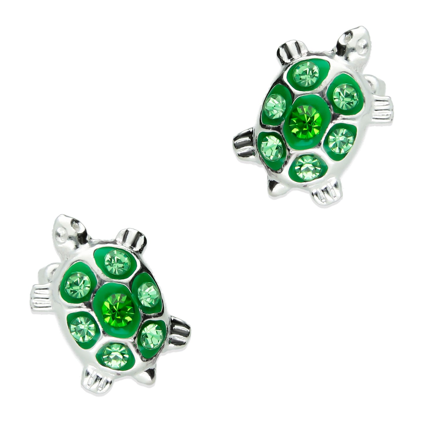 LPBR070 Aretes Broquel Tortuga Troquelada Esmalte en Plata .925  1972329025