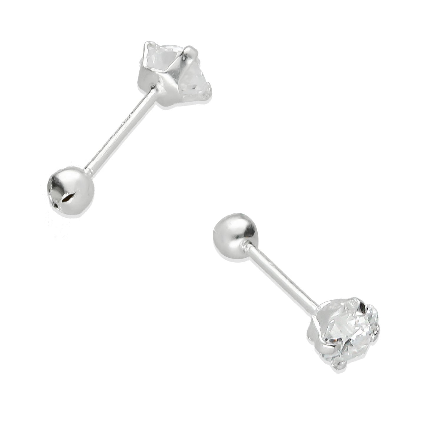 LPBR073 Aretes Borquel Zirconia Corazon 4 mm Bolita Plata .925 Taxco Gro 1995429189