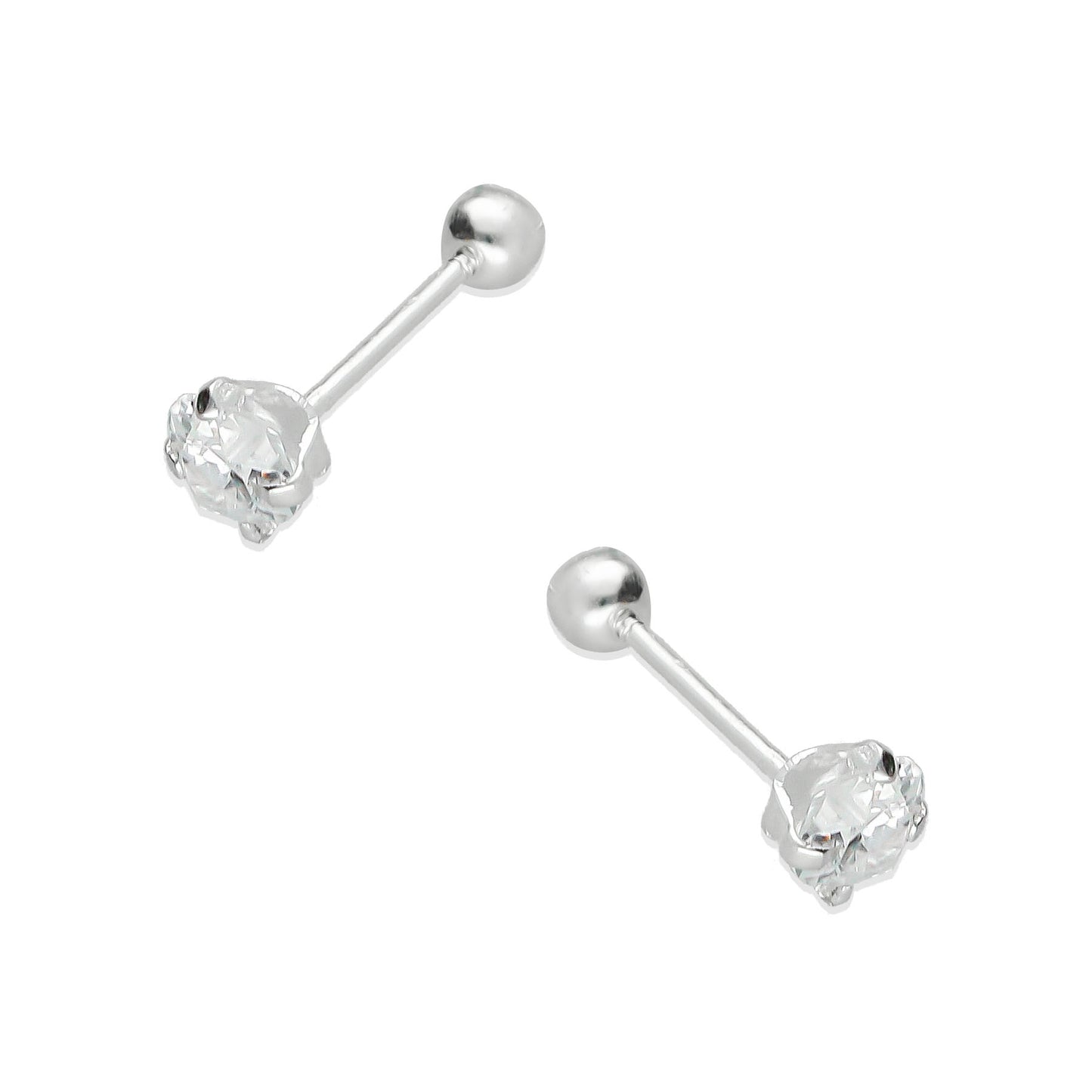 LPBR074 Aretes Broquel Zirconia Corazon 5 mm Bolita Plata .925 Taxco Gro. 2765541772