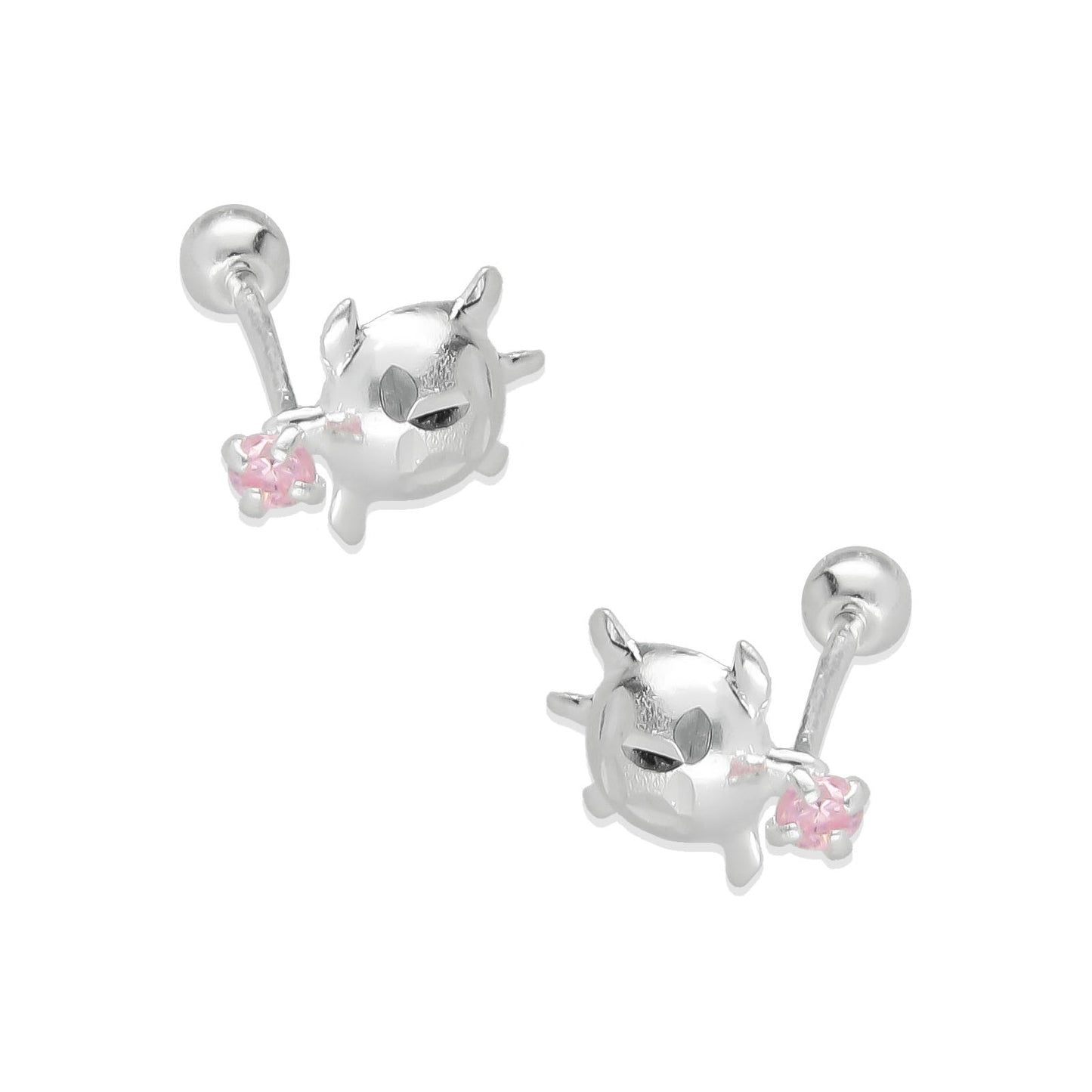 LPBR076 Aretes Broquel Tortuga Zirconia Rosa Plata .925 Taxco Gro. 1995915821