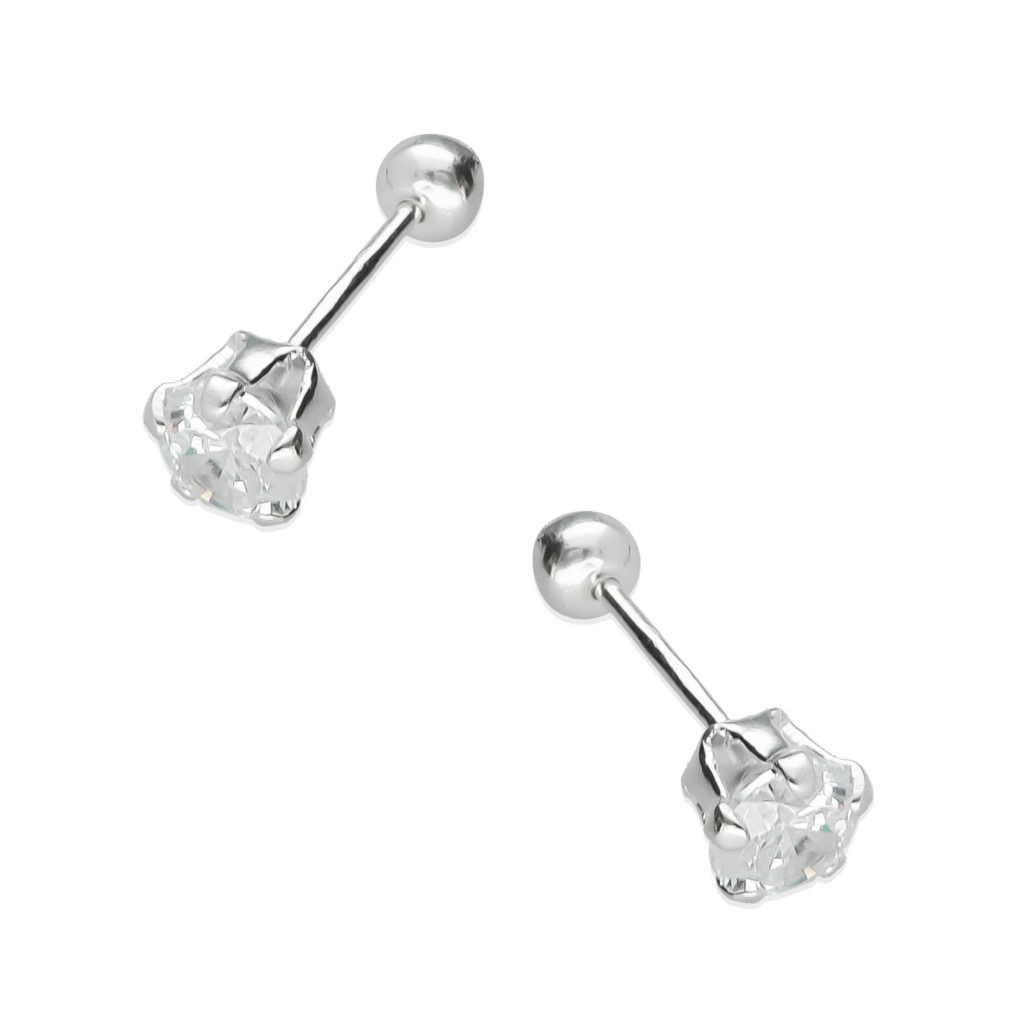 LPBR083 Aretes Broquel Dormilona Zirc 3 mm DCA Blanca Plata .925 Taxco Gro. 1996048707