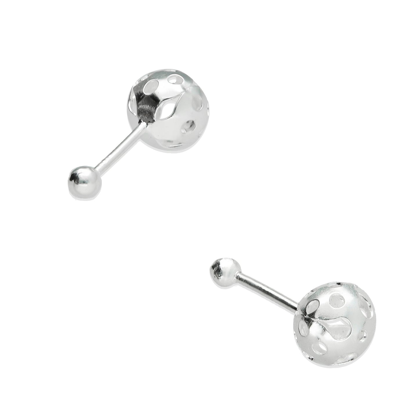 LPBR087 Aretes Broquel Bola Calada Plata .925 Taxco Gro. 2767843718