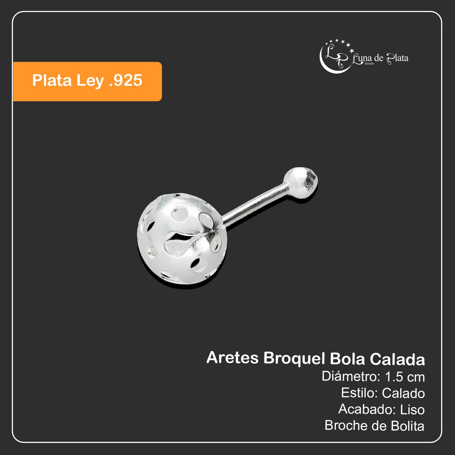 LPBR087 Aretes Broquel Bola Calada Plata .925 Taxco Gro. 2767843718