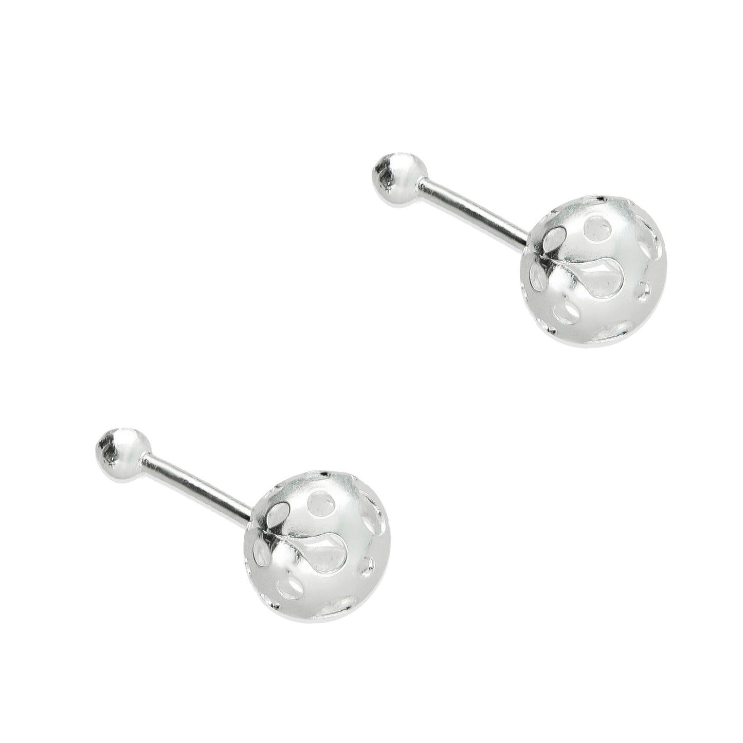 LPBR087 Aretes Broquel Bola Calada Plata .925 Taxco Gro. 2767843718