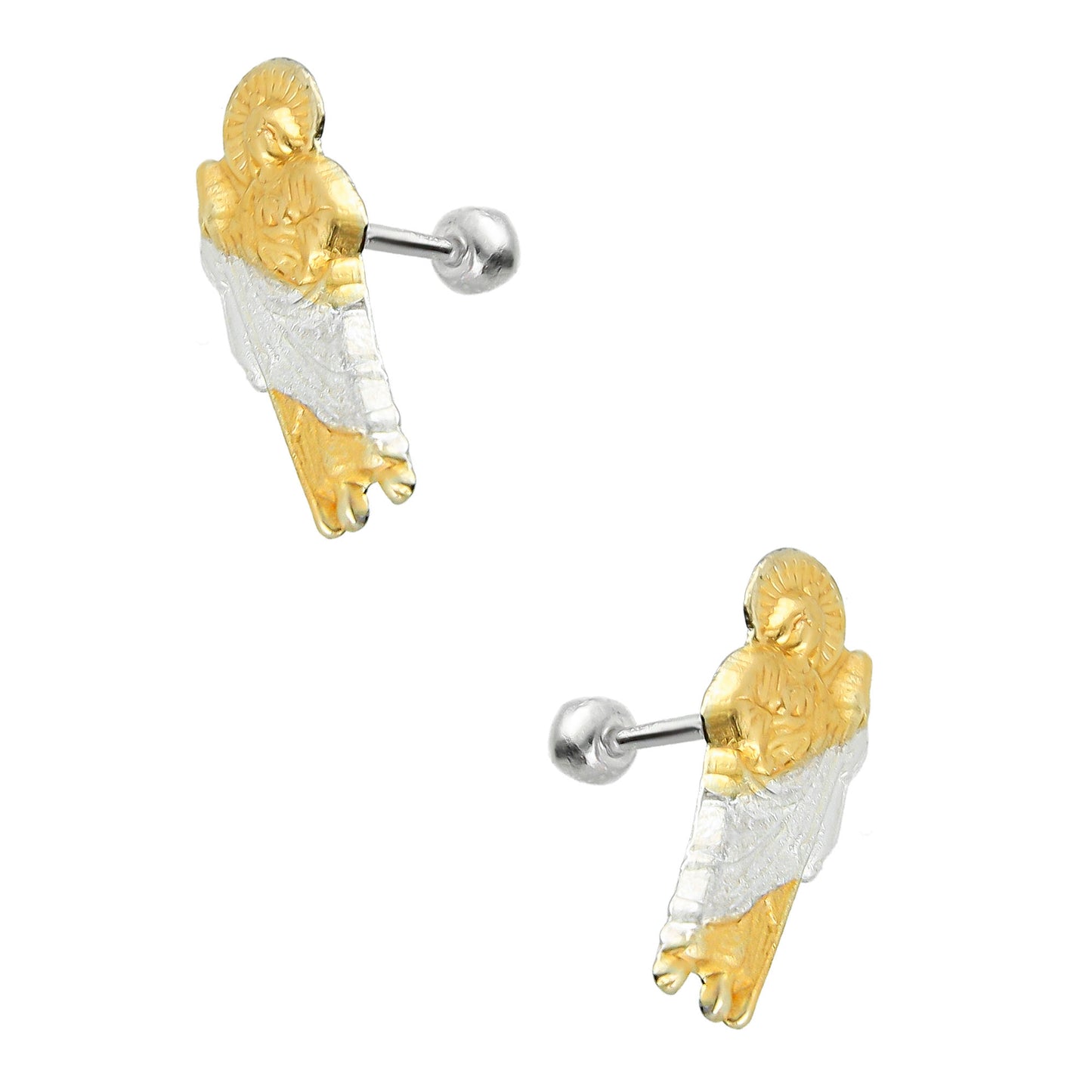 LPBR090 Aretes Broquel San Judas Tadeo Dorado Plata .925 Taxco Gro. 2767860756