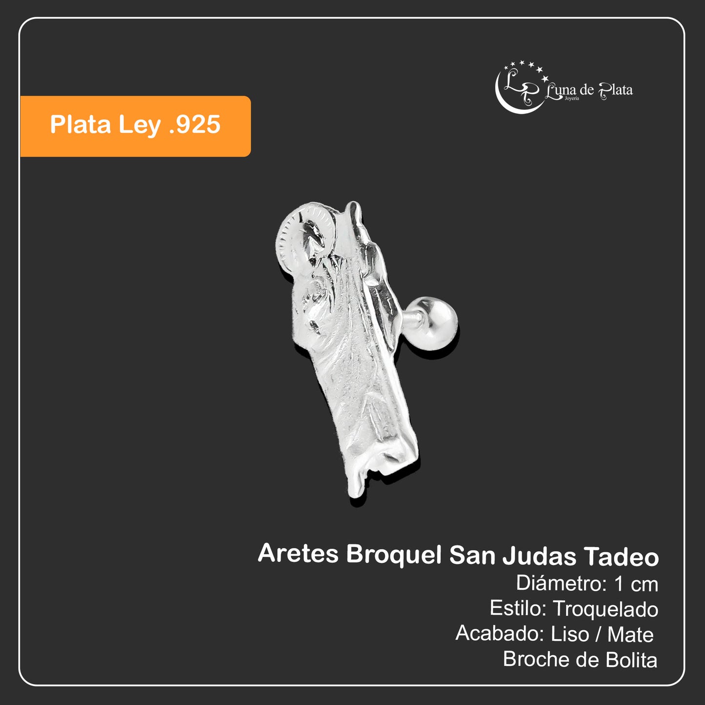 LPBR091 Aretes Broquel San Judas Tadeo Plata .925 Taxco Gro. 2767728942