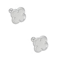 LPBR094 Arete Broquel Trébol Blanco Esmalte 11 mm en Plata .925 Taxco