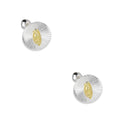 LPBR099 Arete Broquel Virgen Dorada Redondo Radial en Plata .925