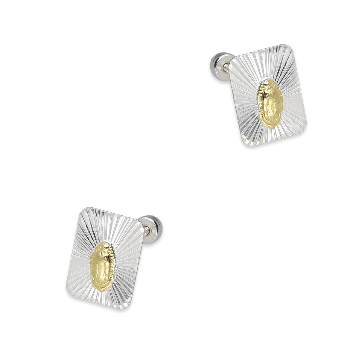 LPBR100 Arete Broquel Virgen Dorada Rectangular Radial en Plata .925