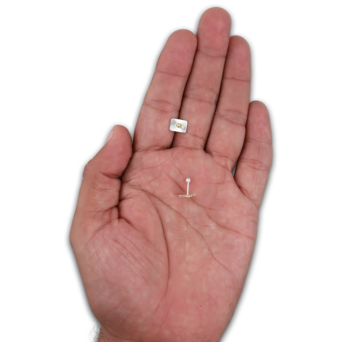 LPBR100 Arete Broquel Virgen Dorada Rectangular Radial en Plata .925