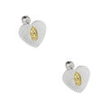 LPBR103 Arete Broquel Virgen Dorada Corazón Radial en Plata .925