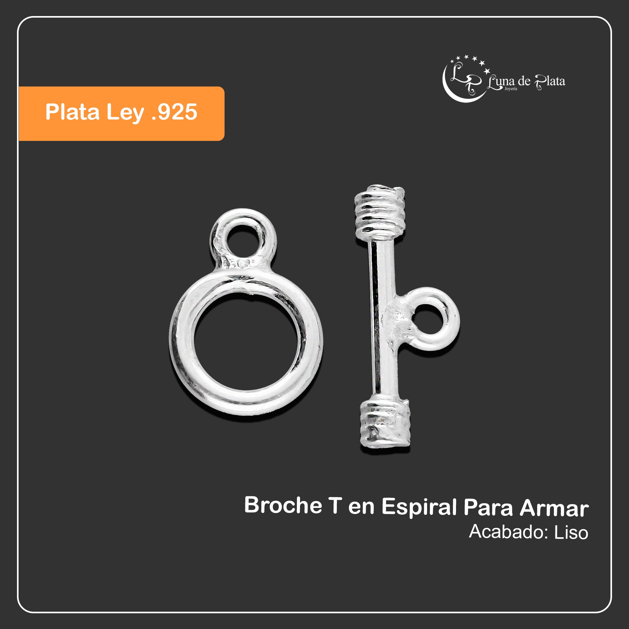 LPBRO003 Broche T en Espiral Gd Para Armar en Plata .925 3176302463