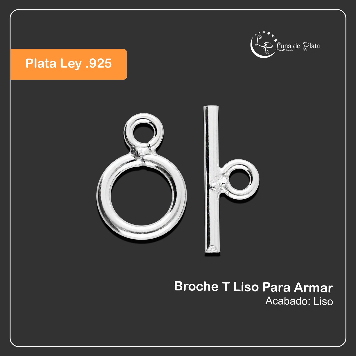 LPBRO002 Broche T Liso Para Armar en Plata .925 2947805250