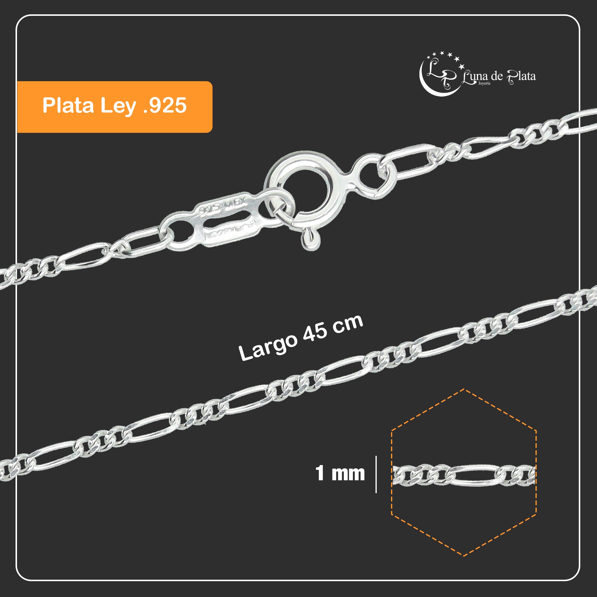 LPCU002-45 Cadena Fí­garo 3 Por 1 De 1 Mm X 45 Cm 807925182