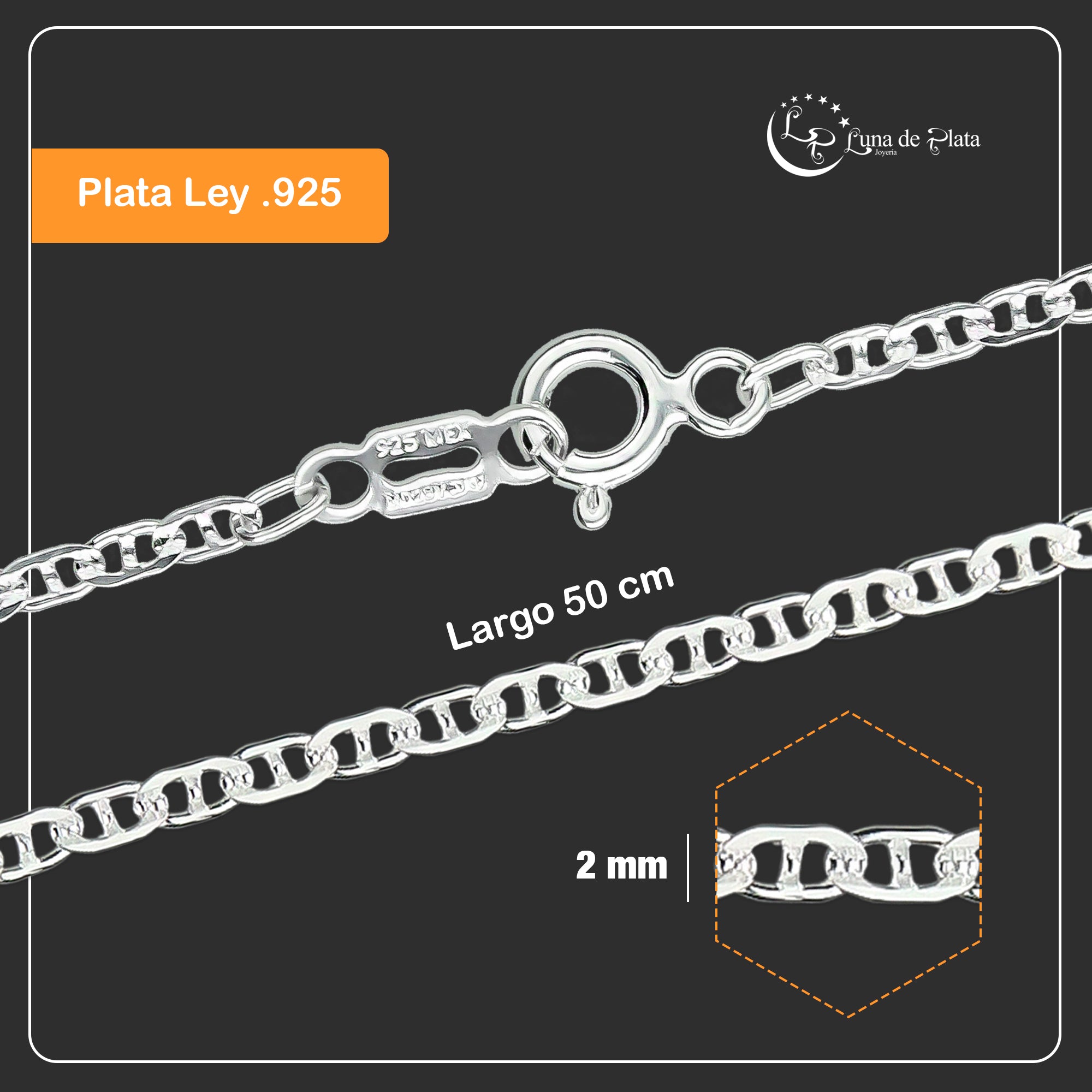 LPCU003-50 Cadena Ancla Plana Diamantada 2 Mm X 50 684568701