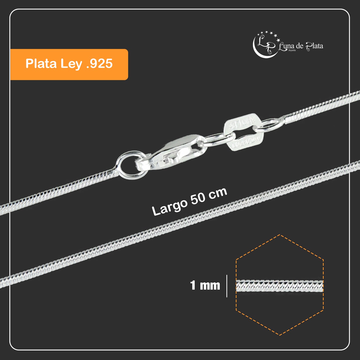 LPCU004-50 Cadena Cola De Rata 1 Mm X 50 Cm 739356821