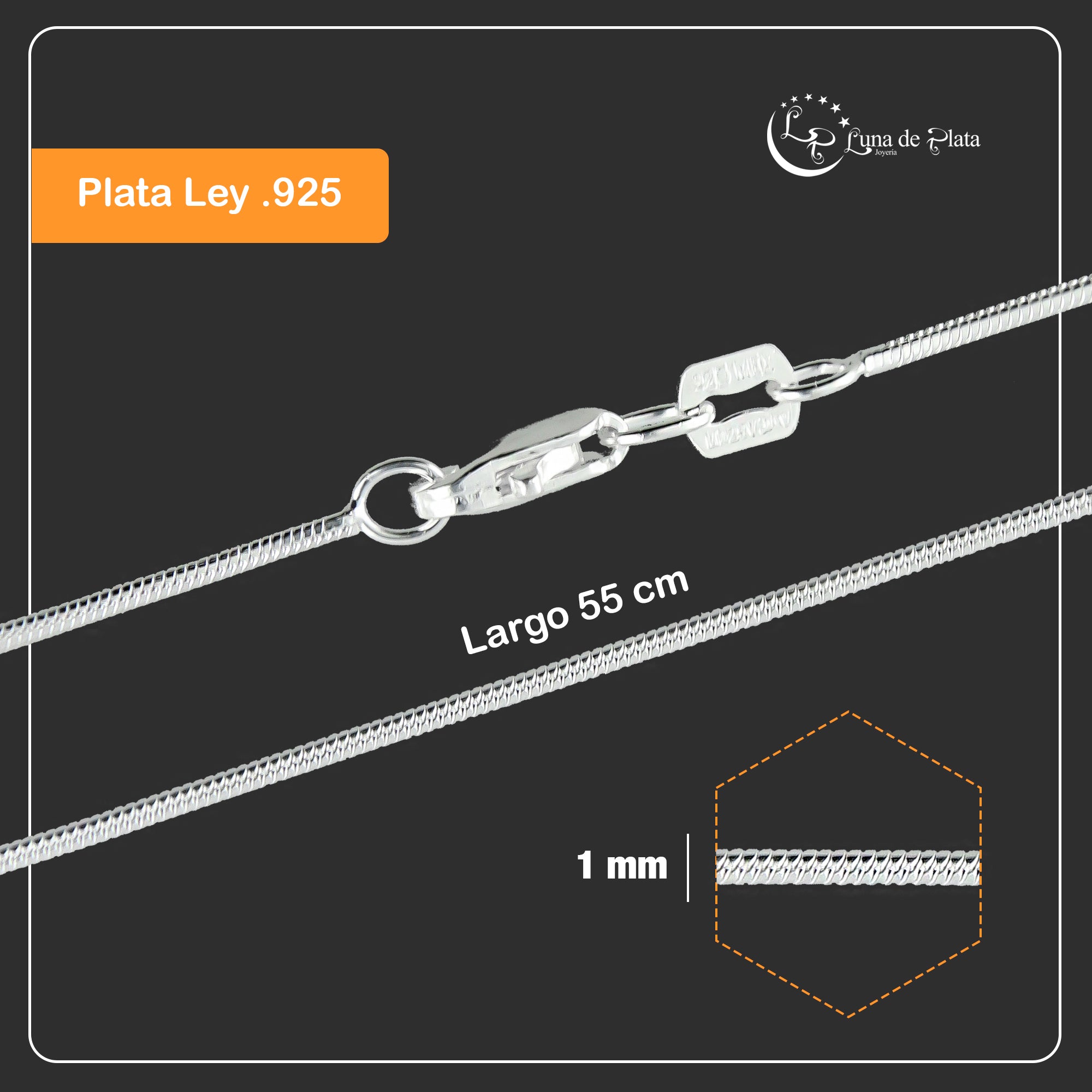 LPCU004-55 Cadena Cola De Rata 1 Mm X 55 Cm 739357013