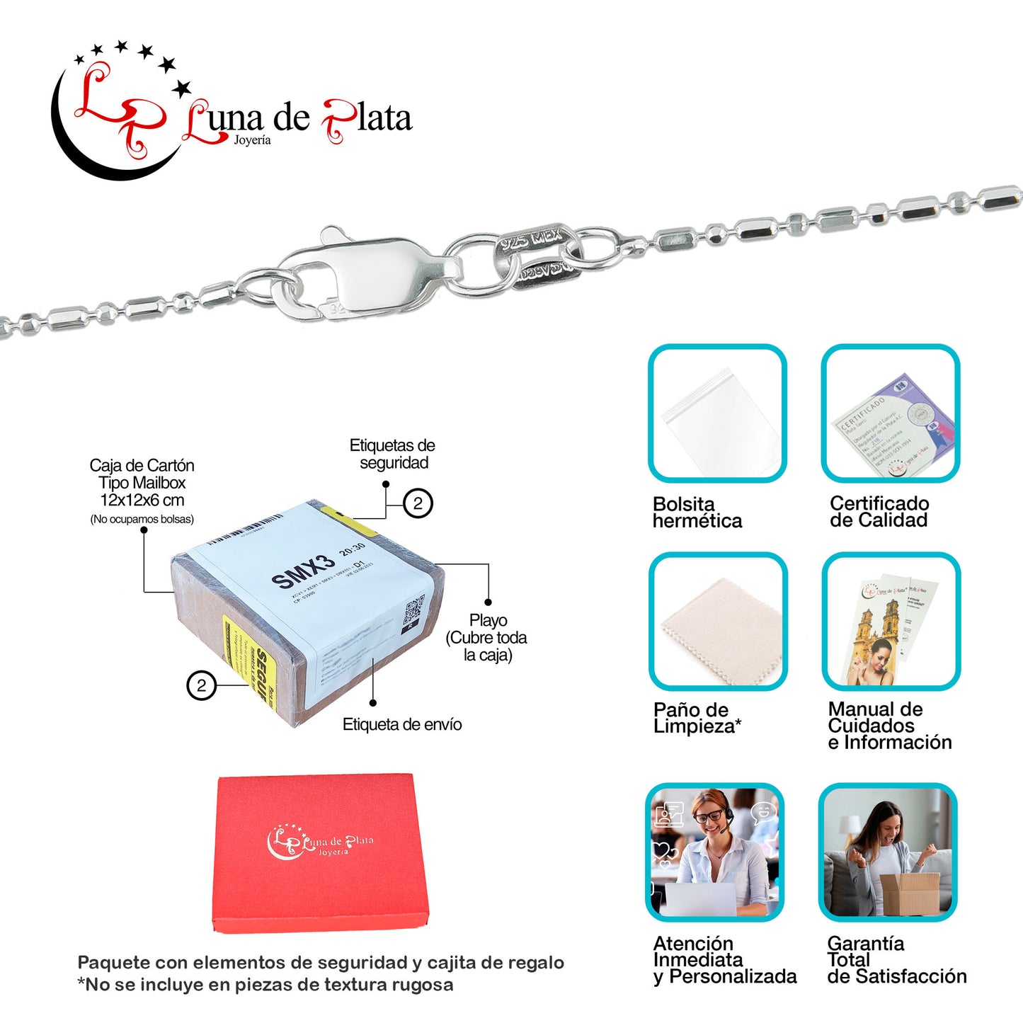 LPCU010-50 Cadena Modelo Popotillo 1x1 50 Cms De Largo 788667869