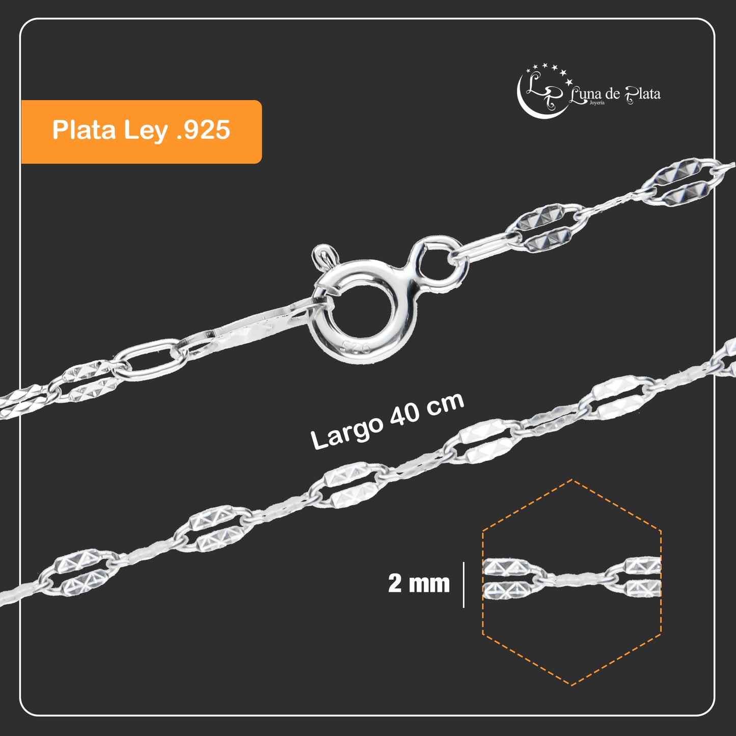 LPCU011-40 Cadena Ancla Diamantada 2 Mm X 40 Cms 779087887