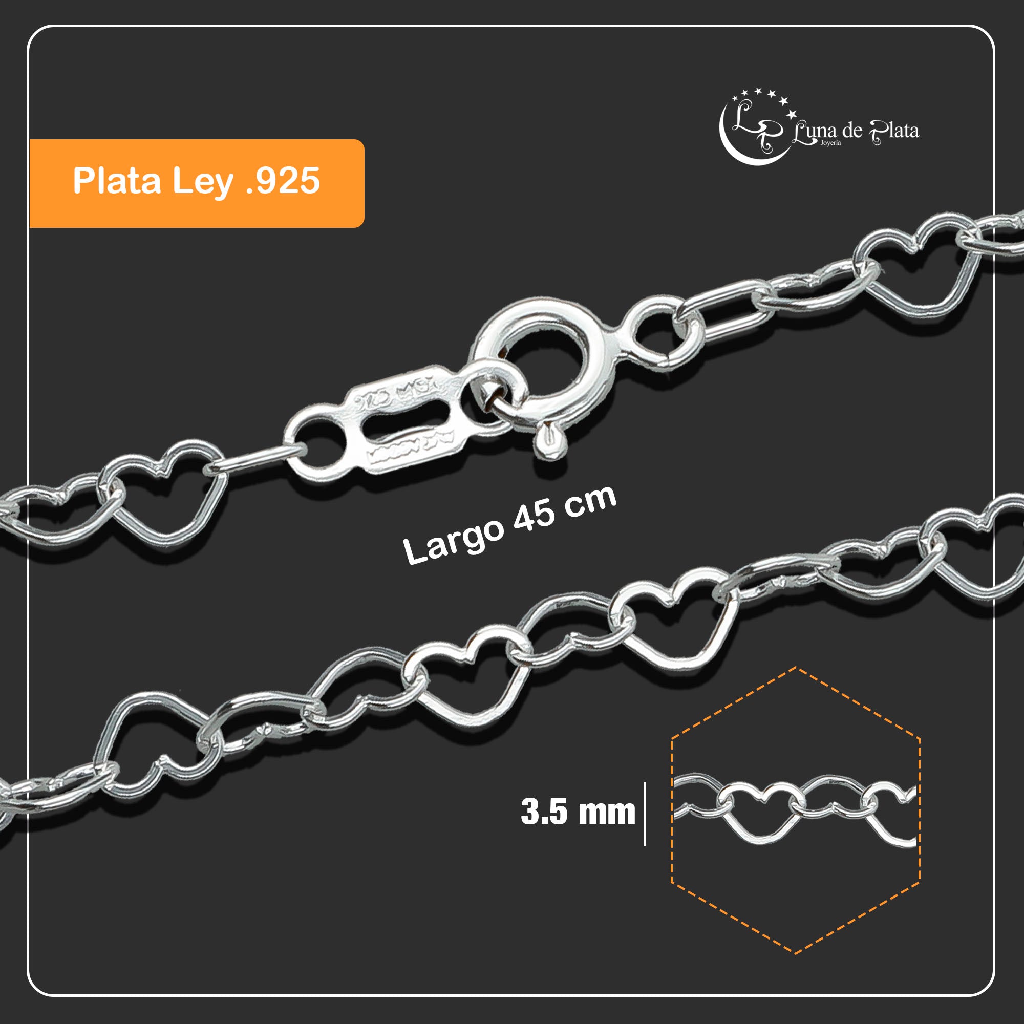 LPCU023-45 Cadena Modelo Love Silueta 3.5 Mm X 45 Cm 755752454