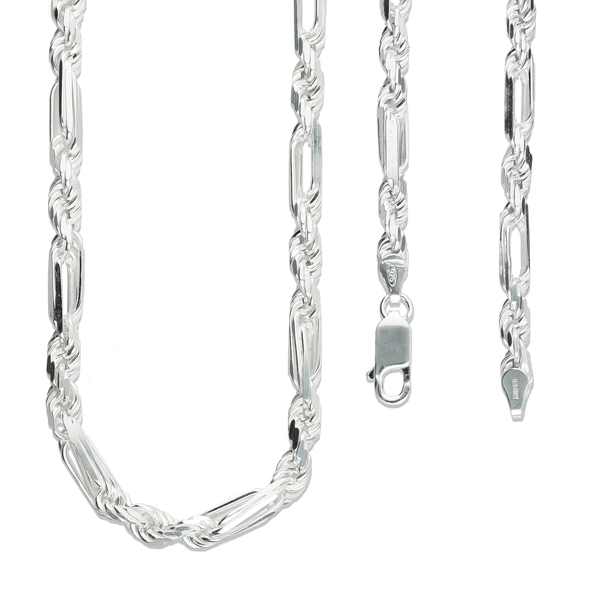 LPCU039-55 Cadena Torsal Fígaro 5 mm x 55 cm Plata .925 Taxco Gro 1812578798