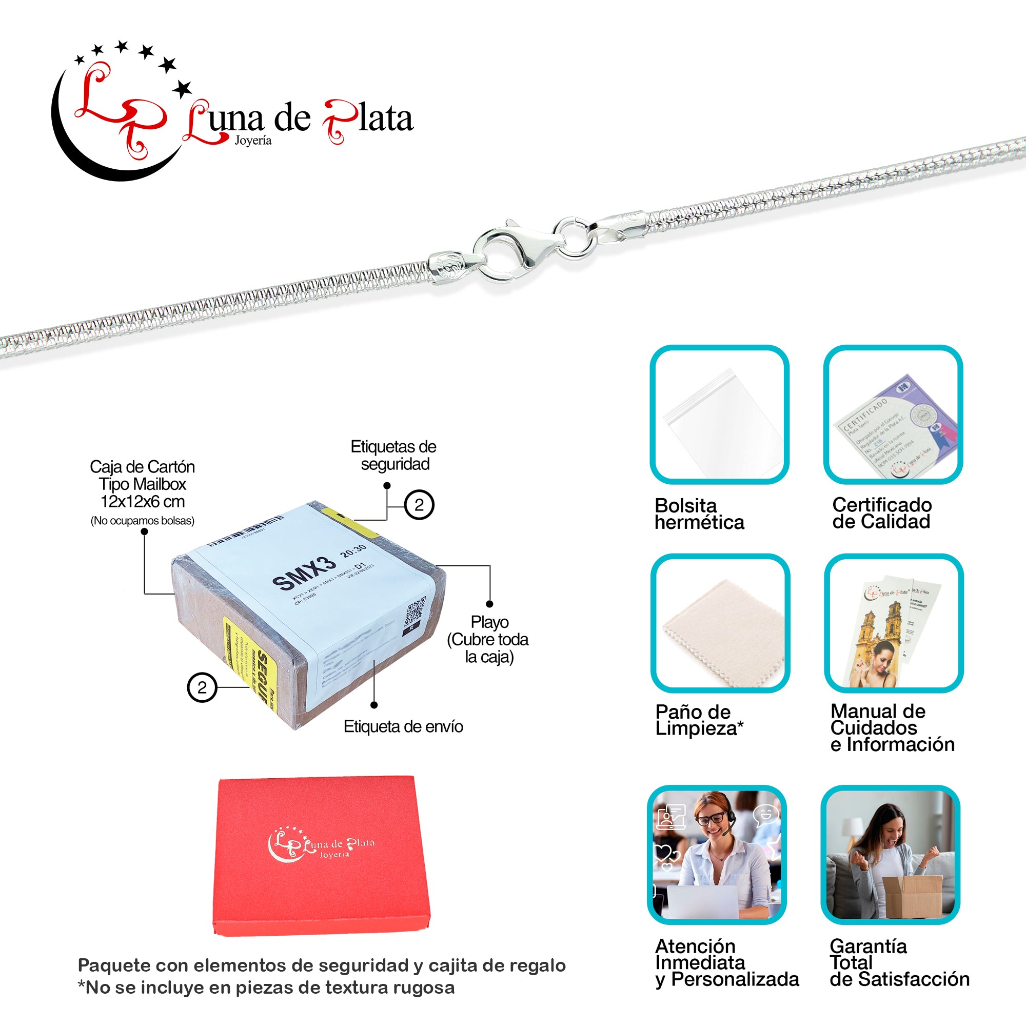 LPCU043-55 Cadena Cola de Rata Diamant Premium 2.4 mm x 55 cm Plata .925 2388255420