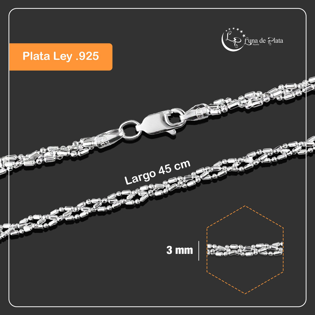 LPCU046-45 Gargantilla Collar Trenzada Popotillo Diam 45 cm Plata .925 2954586394