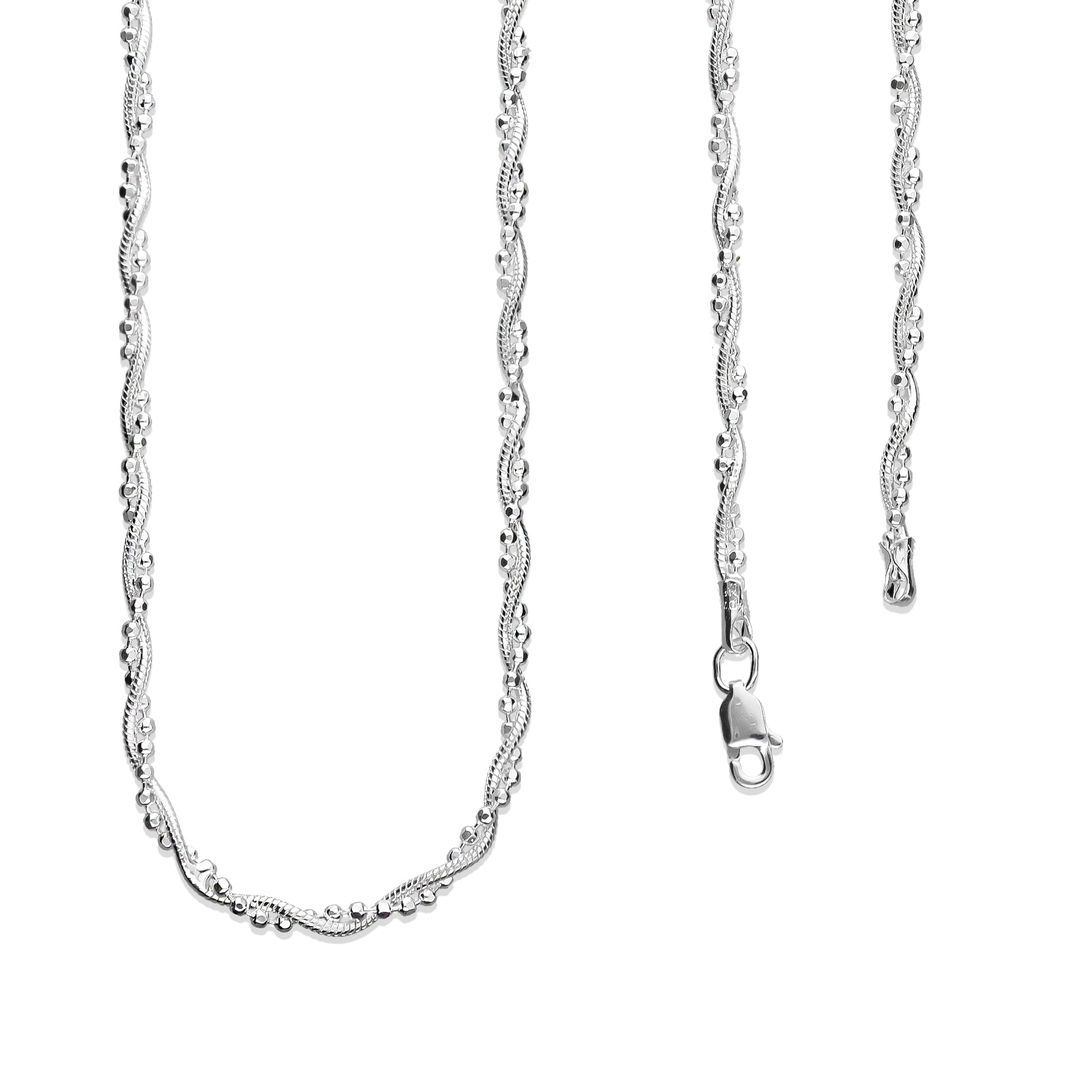 LPCU047-45 Gargantilla Collar Trenzada Cola de Rata Diam 45 cm Plata .925  2960011226