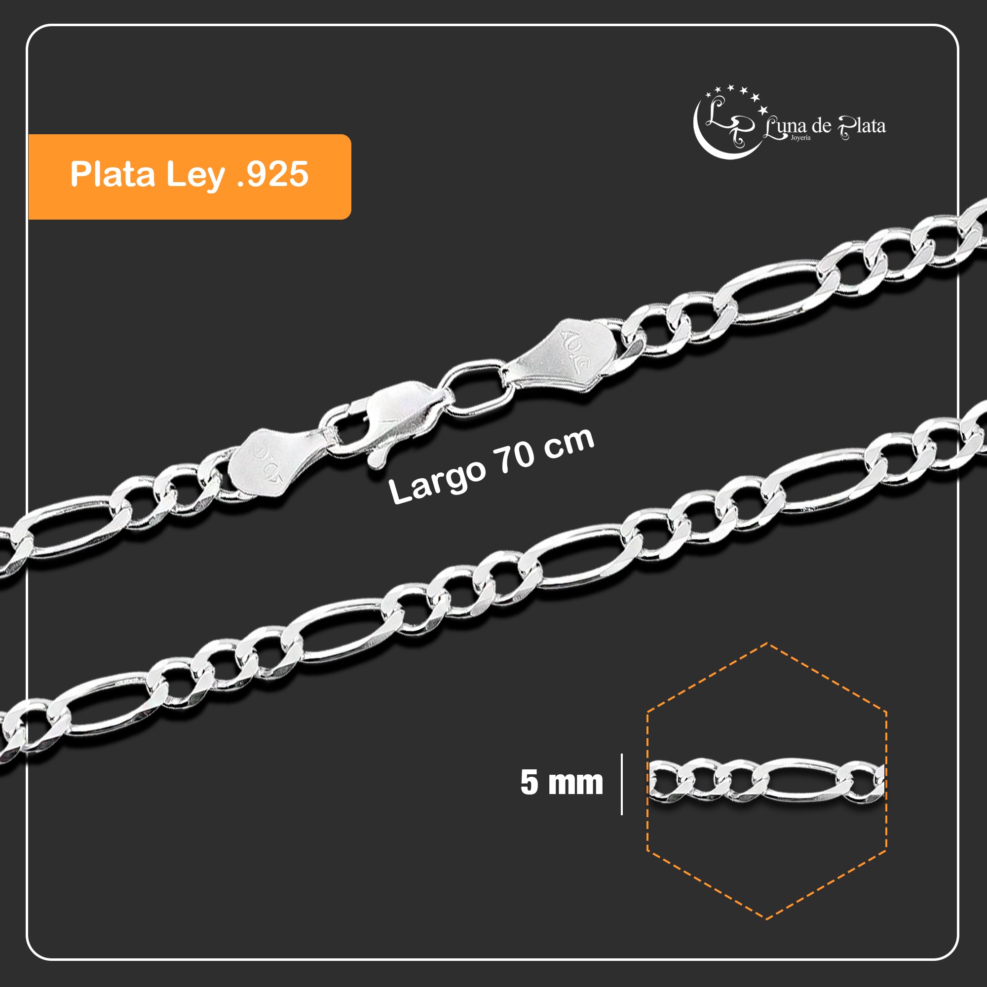 LPCU052-70 Cadena Gruesa Hombre 70 Cms X 5 Mm Fí­garo 3x1 Lisa 3076748100