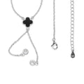 LPCU064 Corbatero Cadena 3 Tréboles Negros Ajustable de 45.5 a 50.5 cm en Plata .925 Taxco