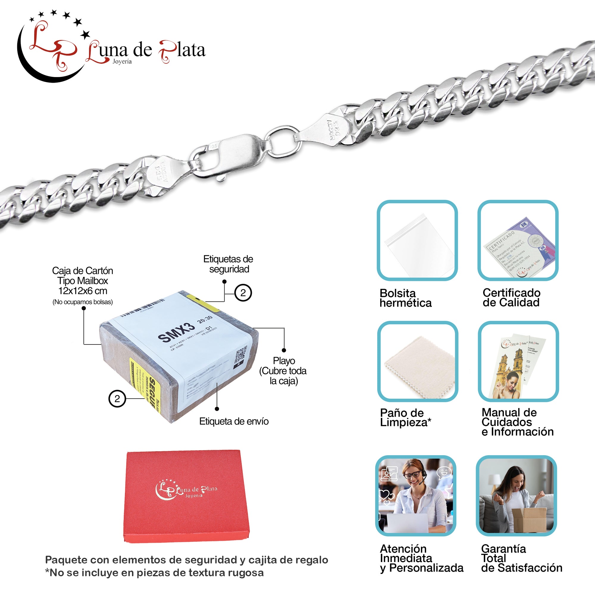 LPCU071-70 Cadena Cuba Lisa 5 mm x 70 cm en Plata .925 MLM5107524636