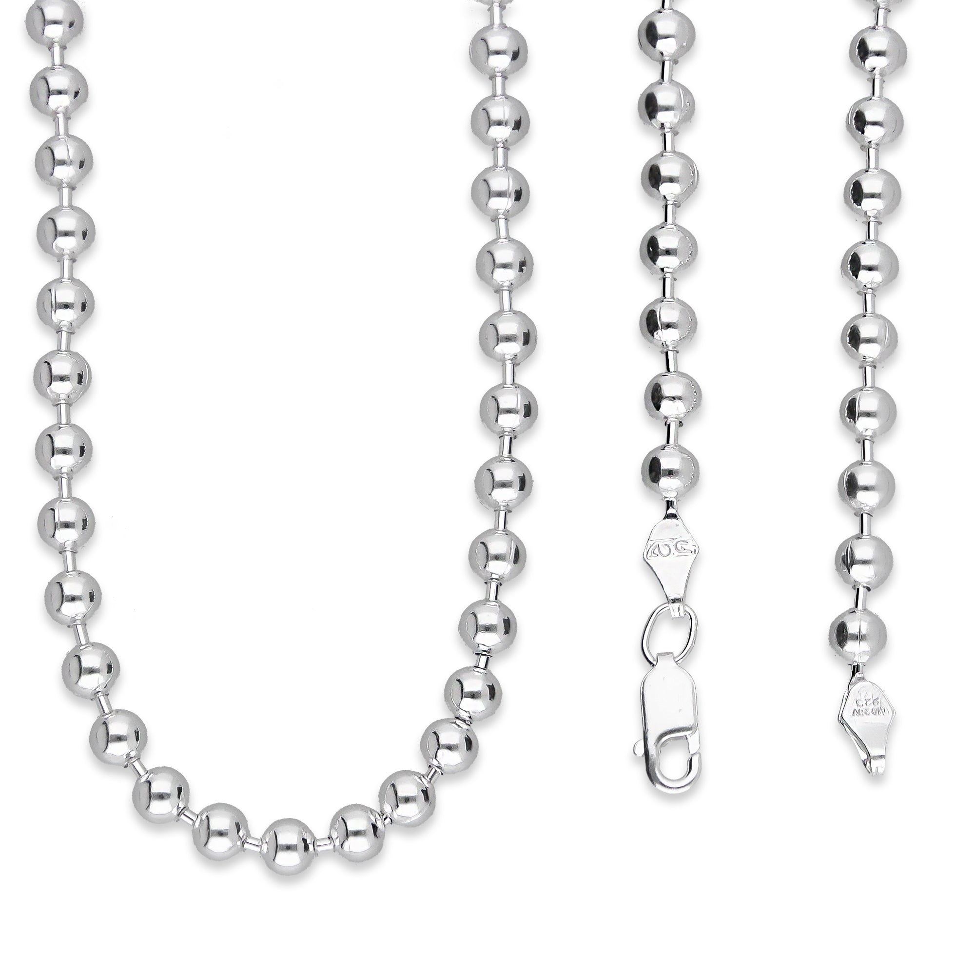 LPCU074-55 Cadena Bolitas Lisas 4 mm x 55 cm en Plata .925 MLM5107468526
