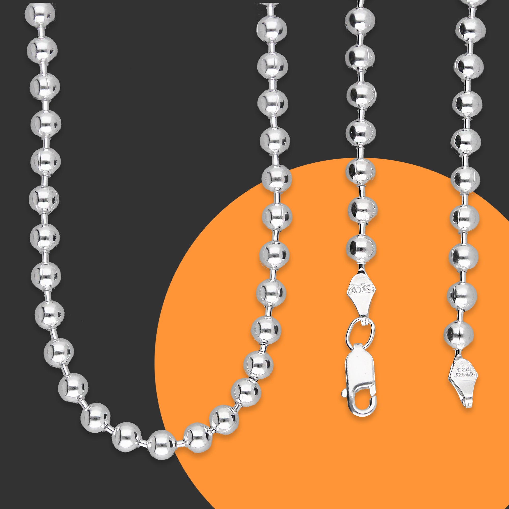 LPCU074-60 Cadena Bolitas Lisas 4 mm x 60 cm en Plata .925 MLM5107468536