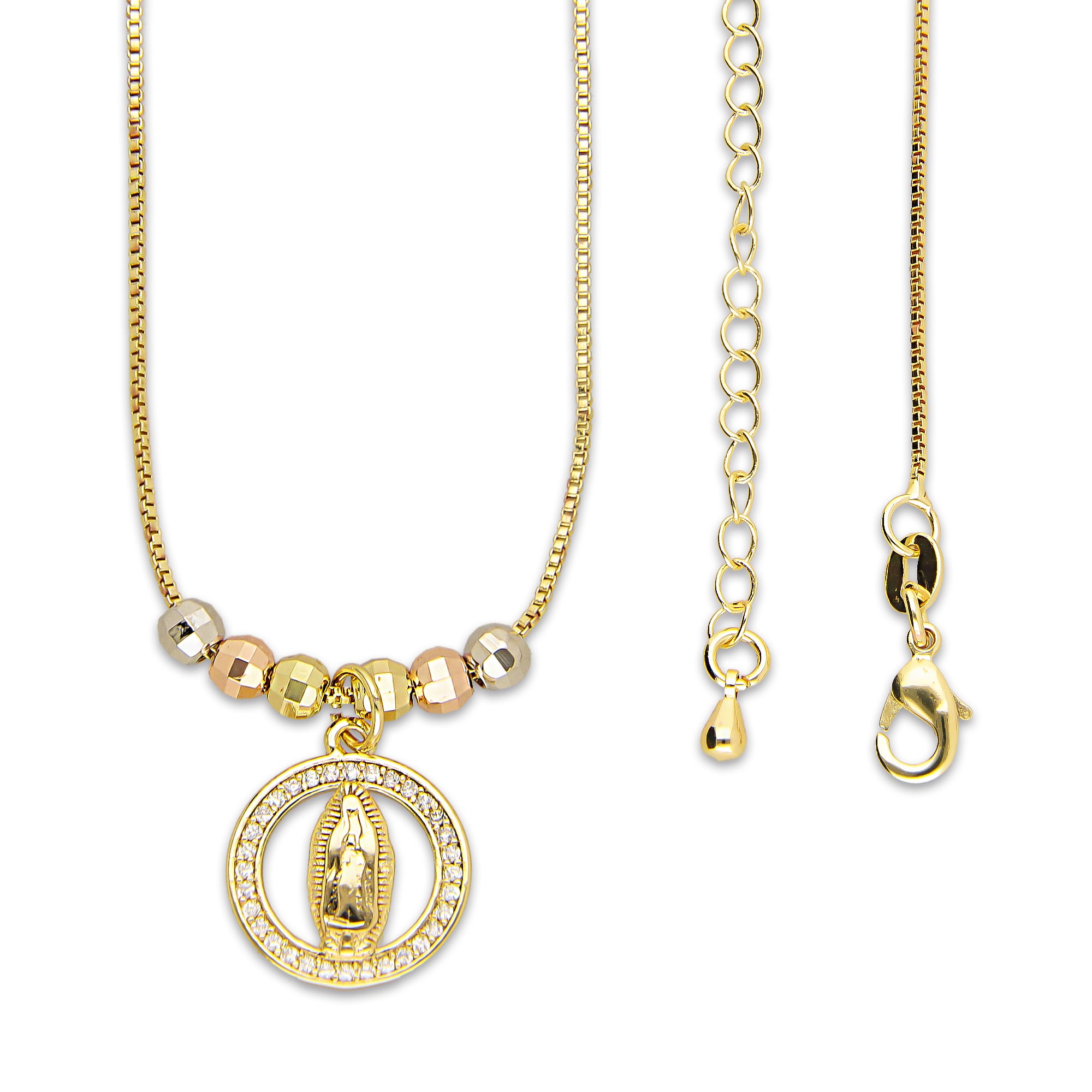 LPCUAC013 Gargantilla Oro Laminado Medalla Virgen con Zirconias 5356384968