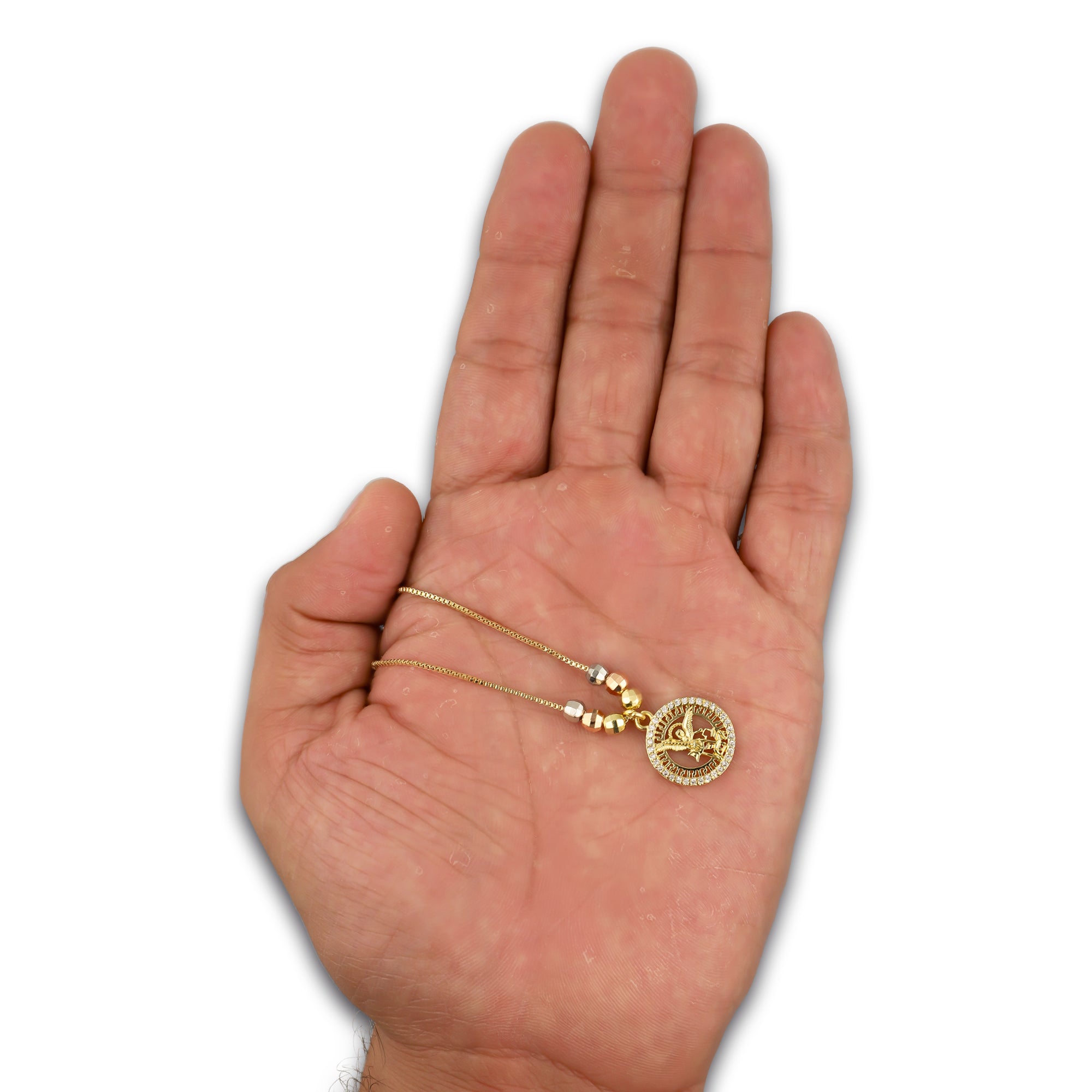LPCUAC014 Gargantilla Oro Laminado Medalla Arcangel San Miguel con Zirconias 5356460120