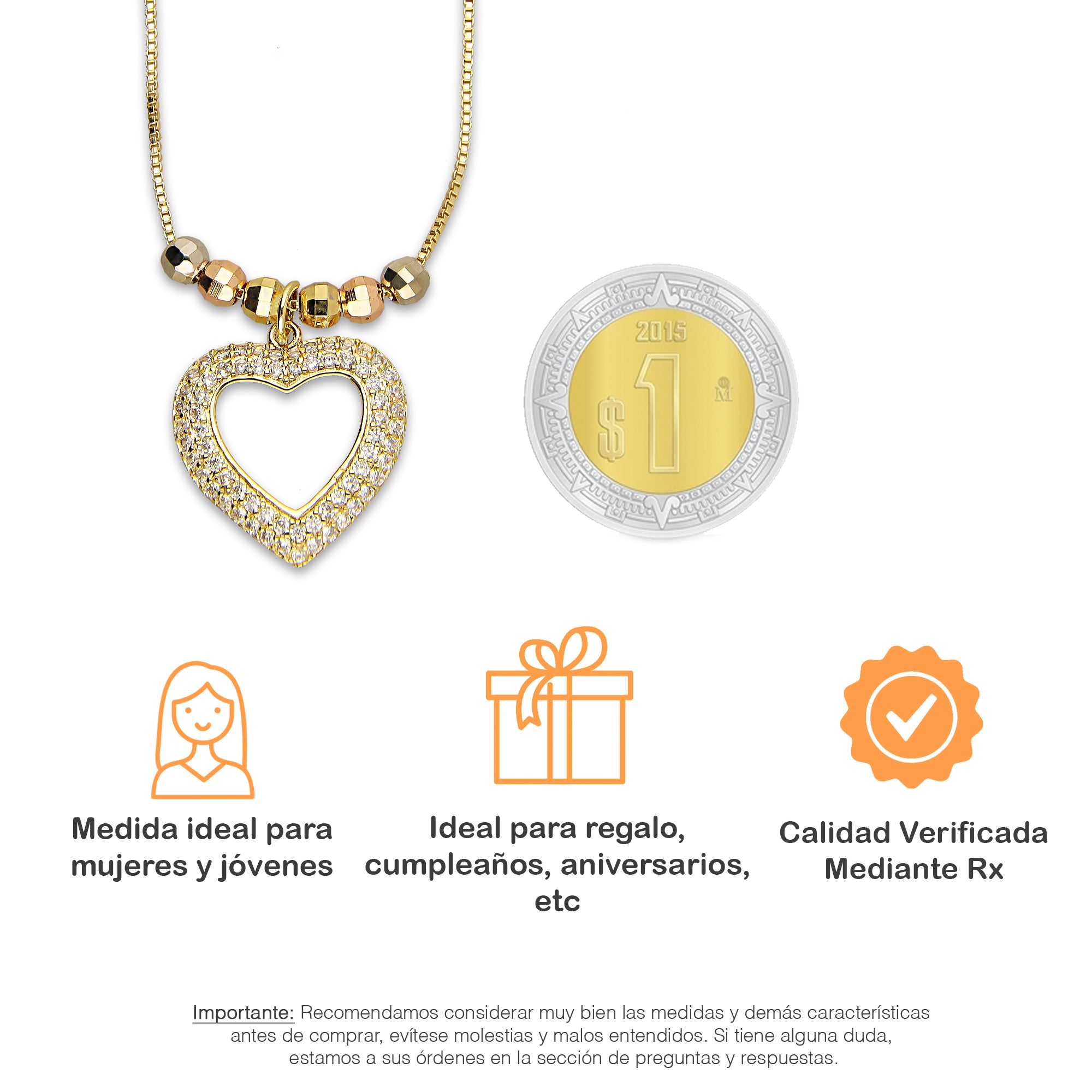 LPCUAC015 Gargantilla Oro Laminado Corazón Calado con Zirconias 5356384970