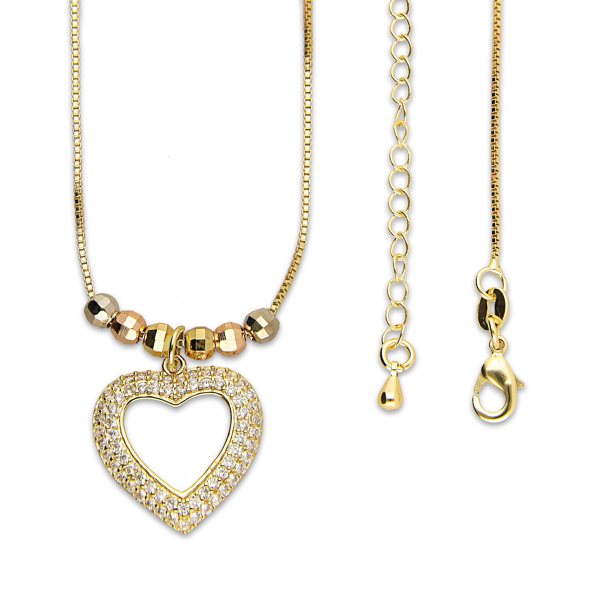 LPCUAC015 Gargantilla Oro Laminado Corazón Calado con Zirconias 5356384970