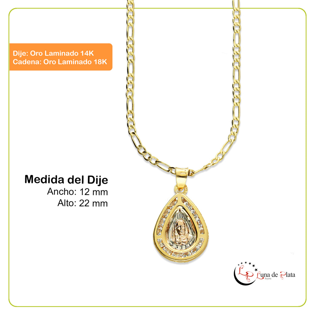 LPDG012 Medalla Gota Rostro Cristo + Cadena Oro Laminado 18 K 2139449685