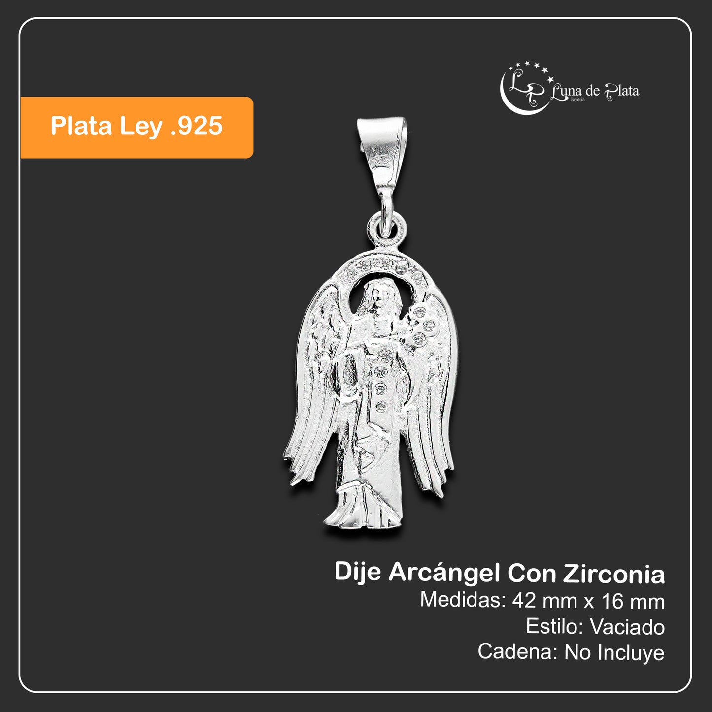 LPDJ002 Dije Arcángel En Plata .925 Con Zirconia Taxco Gro MLM814855503