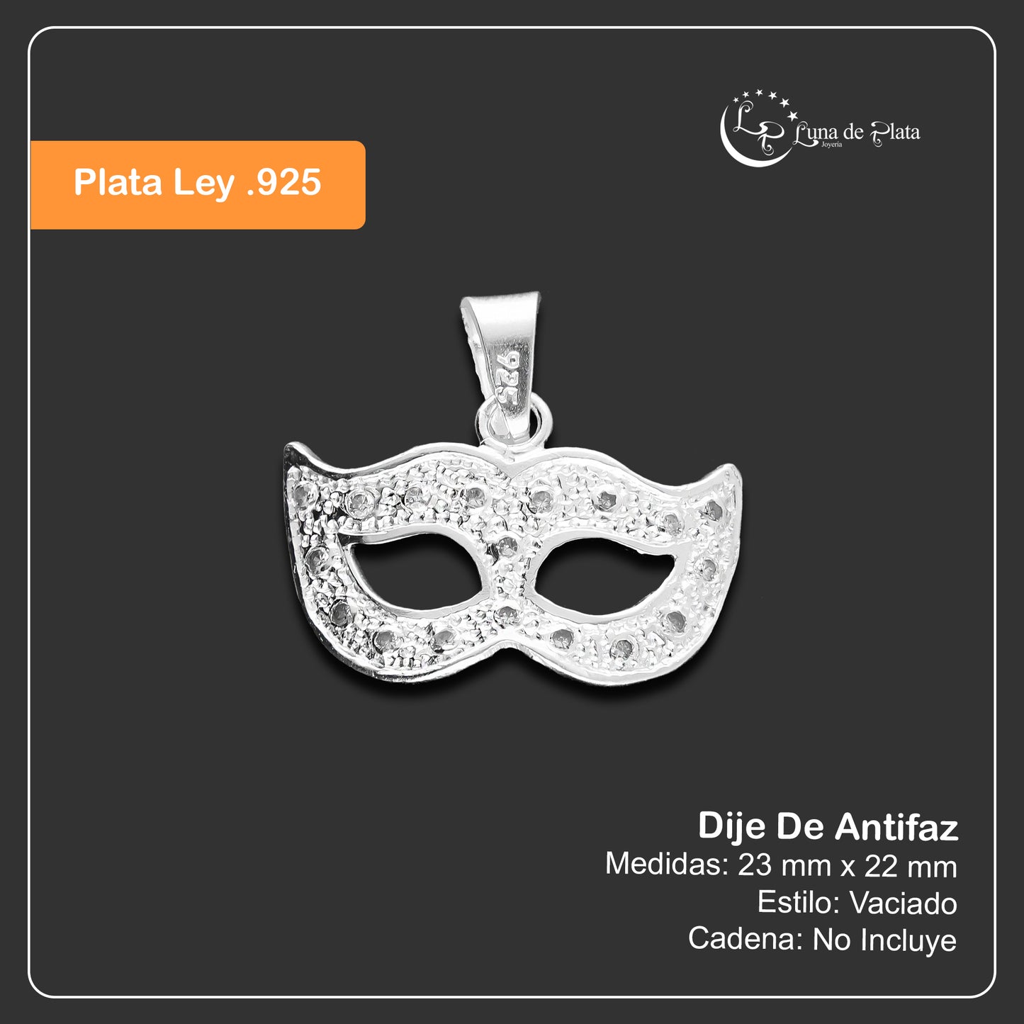 LPDJ015 Dije De Plata Mod Antifaz Plata 925 Taxco Gro. MLM703440334