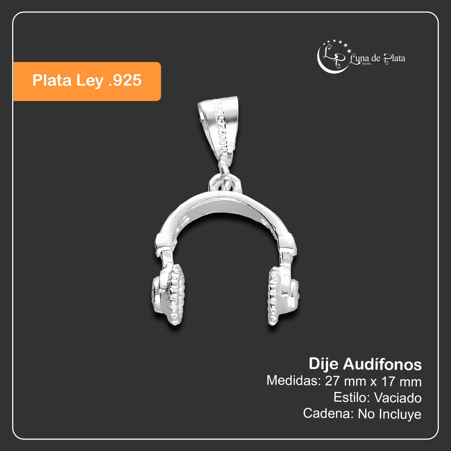 LPDJ017 Dije De Plata Mod Audífonos Plata 925 Taxco Gro. MLM703440237